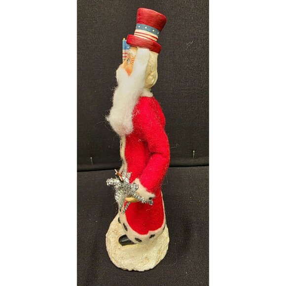 Rare Handcrafted Folk Art Patriot Santa Christmas Figure by Bethany Lowe - Picture 5 of 8